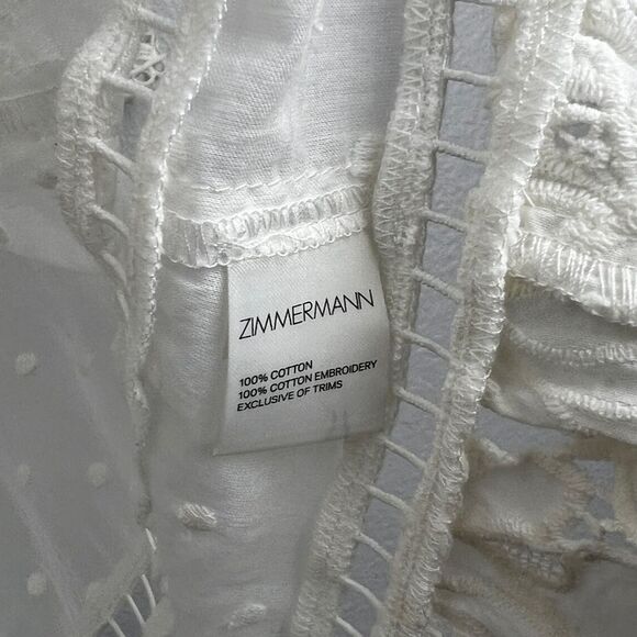 Zimmermann Caravan Embroidered Smock Top in Ivory White Crochet Lace Boho - Picture 12 of 14
